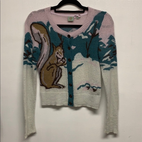 Hwr Anthropologie Squirrel Cardigan 